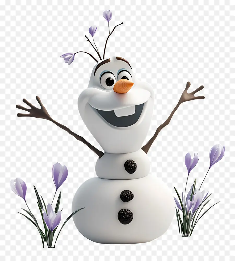 Olaf Congelado，Muñeco De Nieve Con Flores PNG