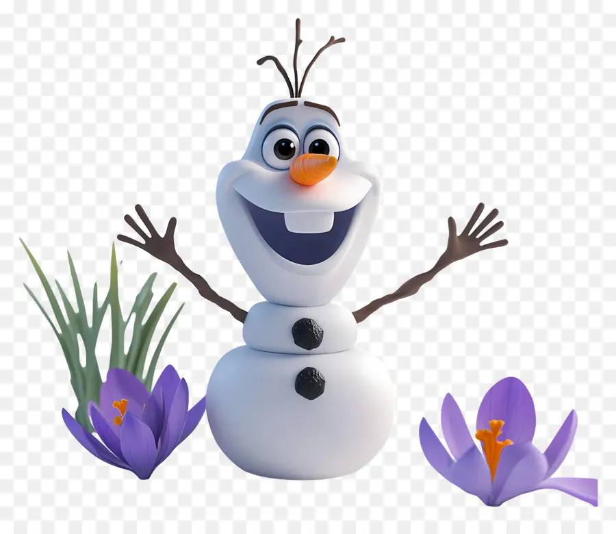 Olaf Congelado，Muñeco De Nieve Con Flores PNG