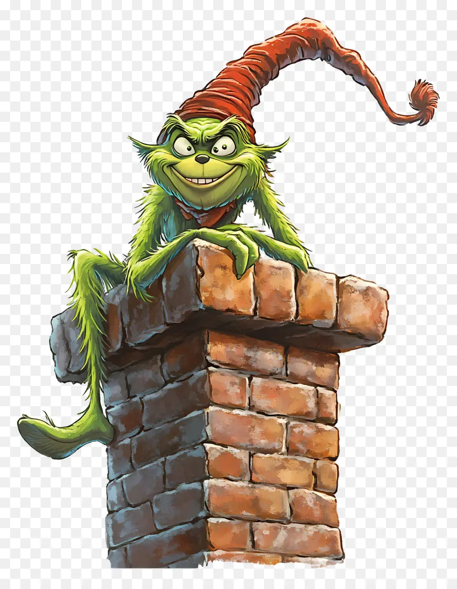 Papá Noel El Grinch，Criatura Verde En La Chimenea PNG