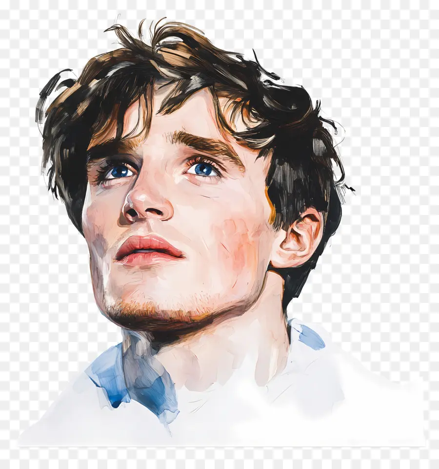 Eddie Redmayne，Hombre Acuarela Mirando Hacia Arriba PNG