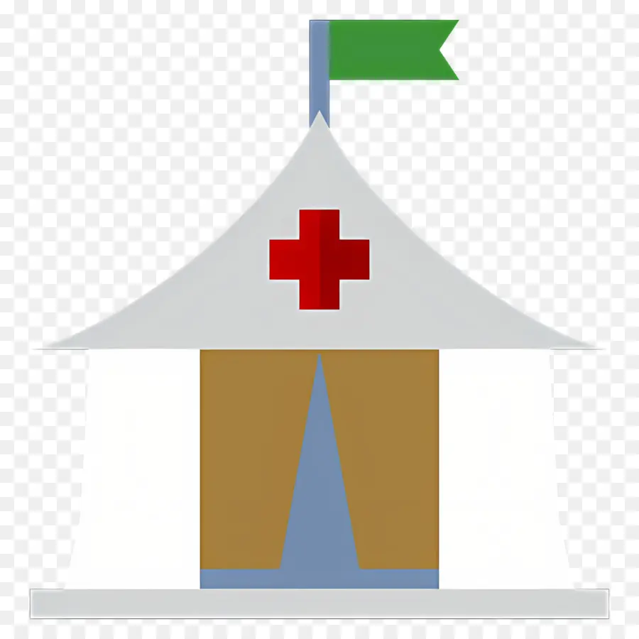 Campo De Refugiados，Tienda Médica Con Bandera PNG