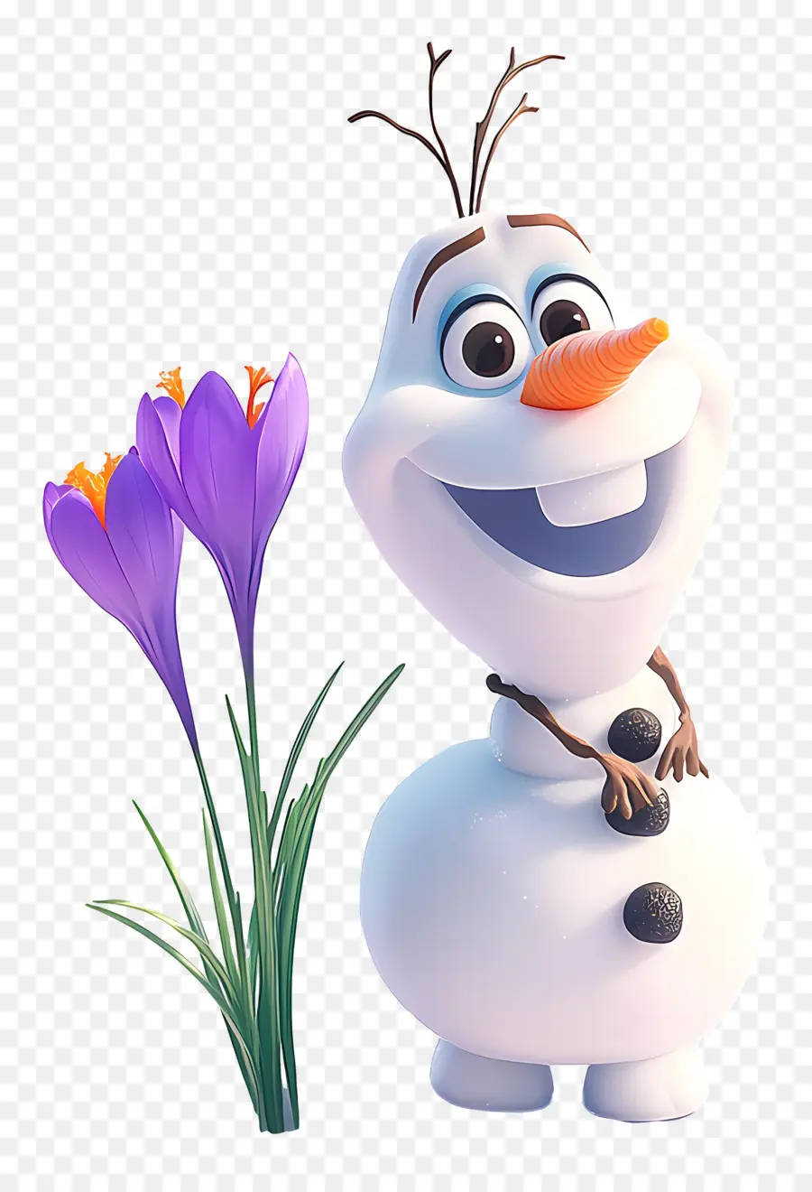 Olaf Congelado，Muñeco De Nieve Con Flores PNG