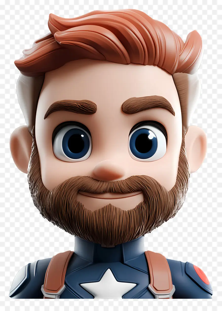 Chris Evans，Personaje Chibi Con Barba PNG