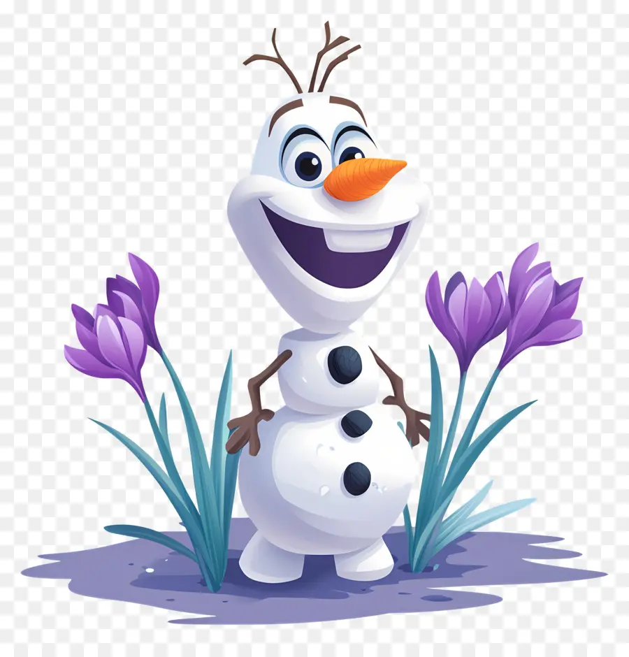 Olaf Congelado，Muñeco De Nieve Con Flores PNG