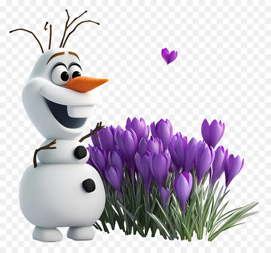 Olaf Congelado，Muñeco De Nieve Con Flores PNG