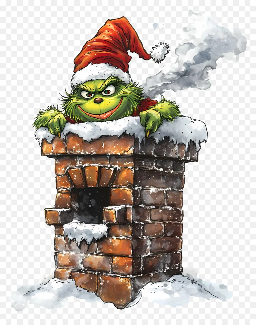 Papá Noel El Grinch，Grinch En Chimenea PNG