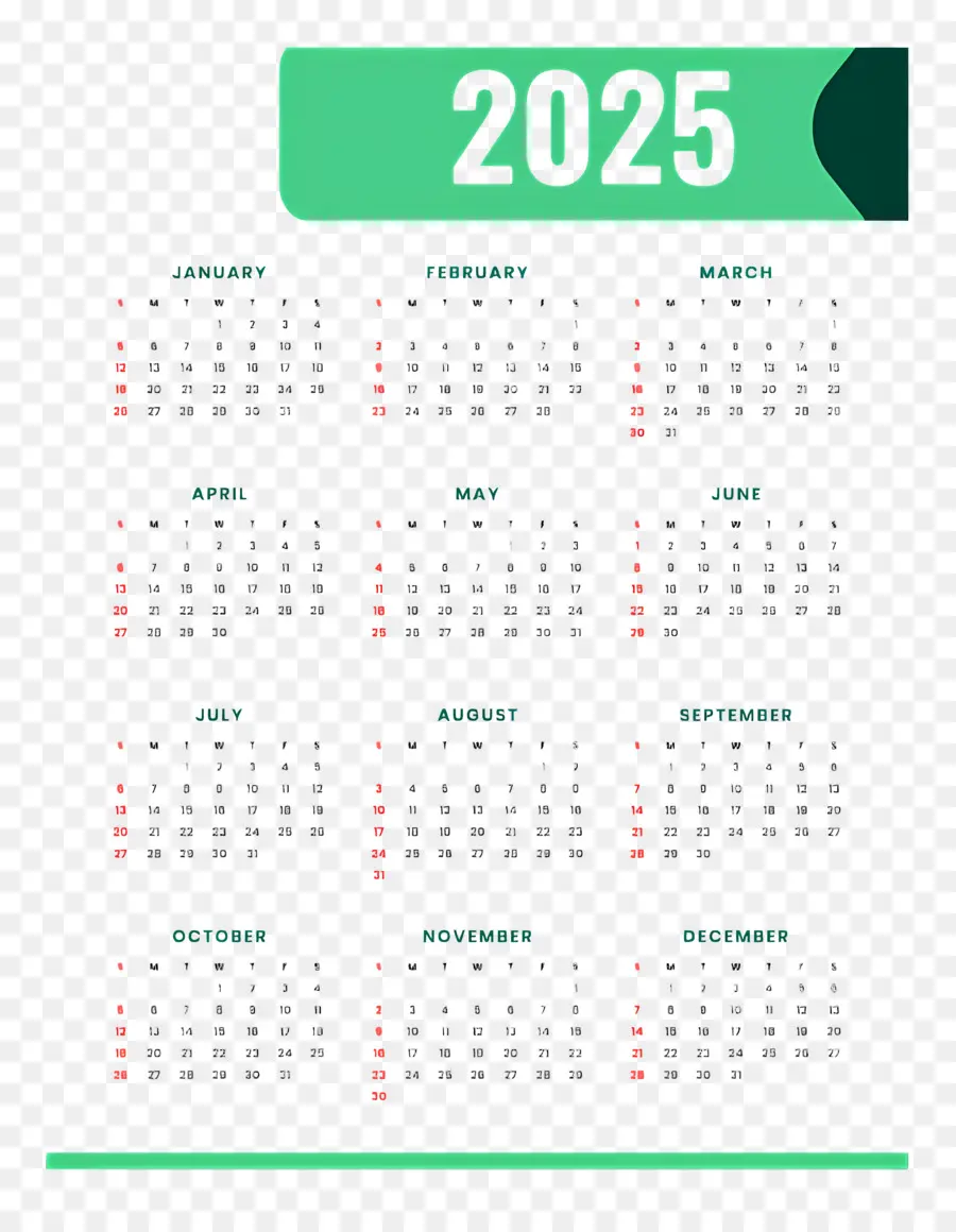 Calendario 2025，Año PNG