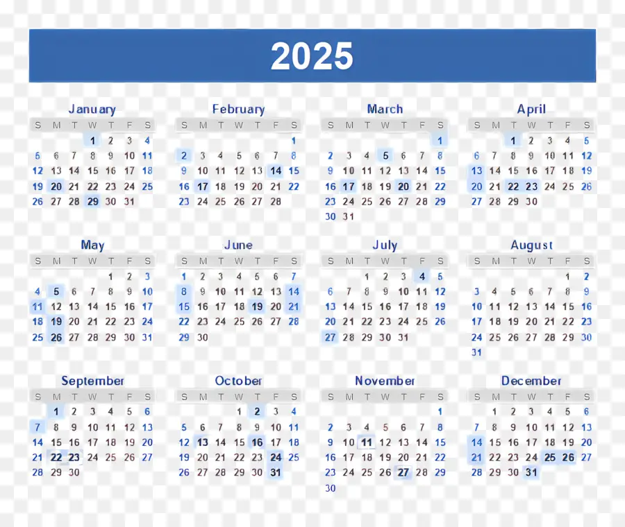 Calendario 2025，Calendario 2028 PNG