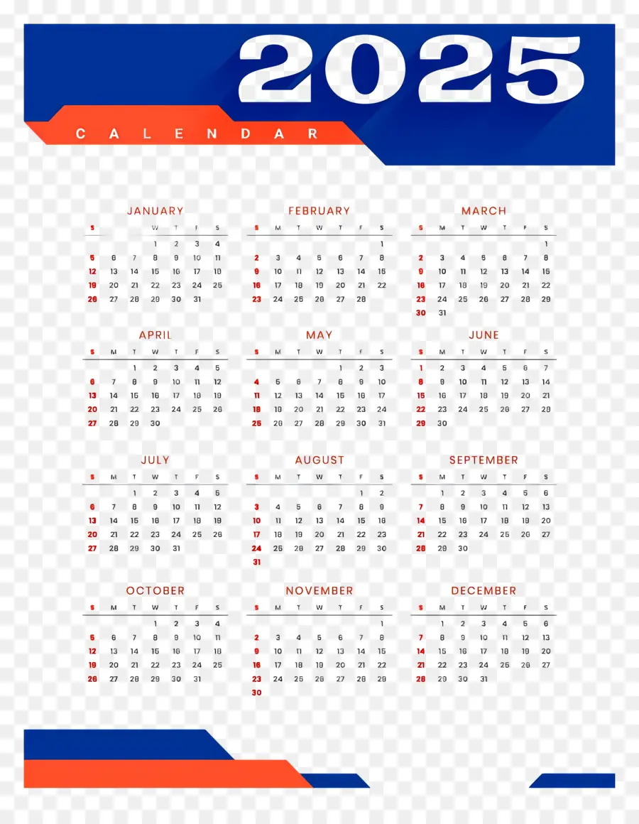 Calendario 2025，Año PNG