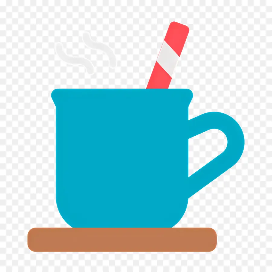 Chocolate Caliente Navideño，Taza Azul Con Pajita PNG