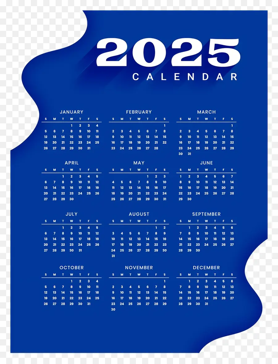 Calendario 2025，Año PNG