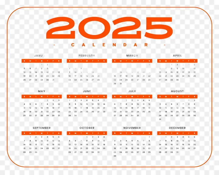 Calendario 2025，Año PNG