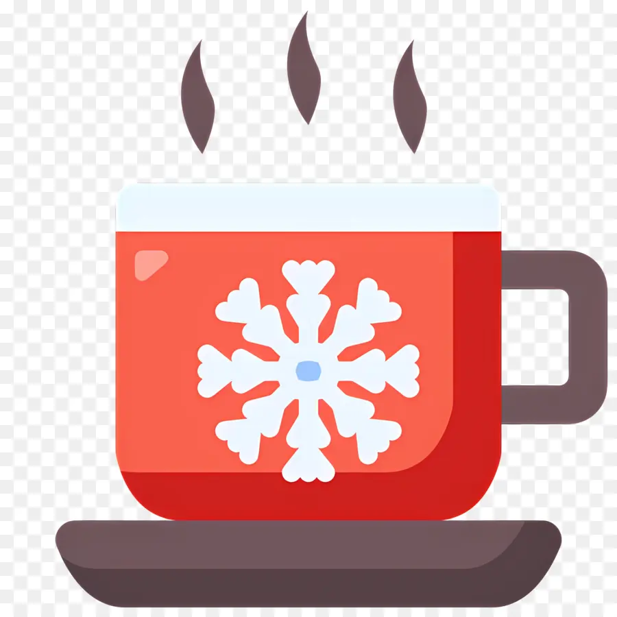 Chocolate Caliente Navideño，Taza Roja Con Copo De Nieve PNG