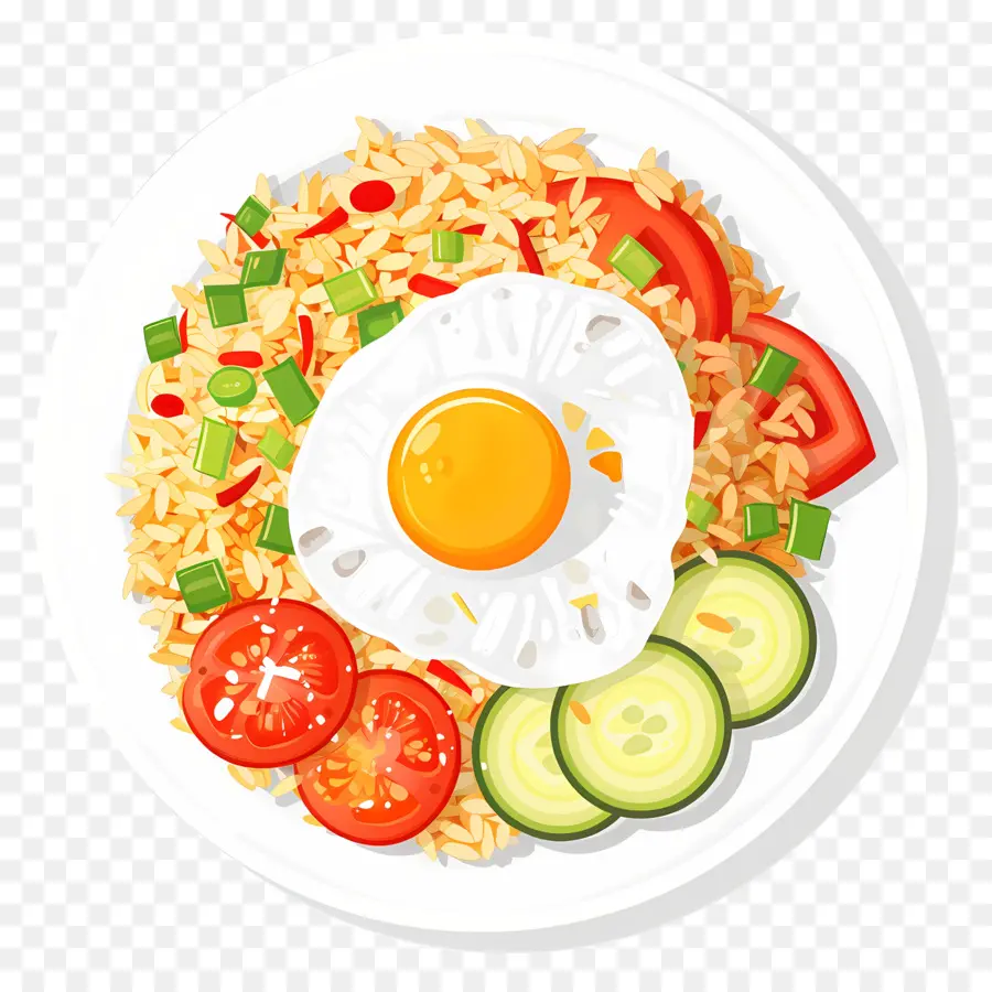 Nasi Goreng，Arroz Y Huevo Con Verduras PNG