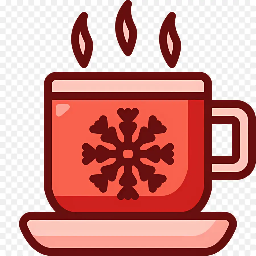 Chocolate Caliente Navideño，Taza Roja Con Copo De Nieve PNG