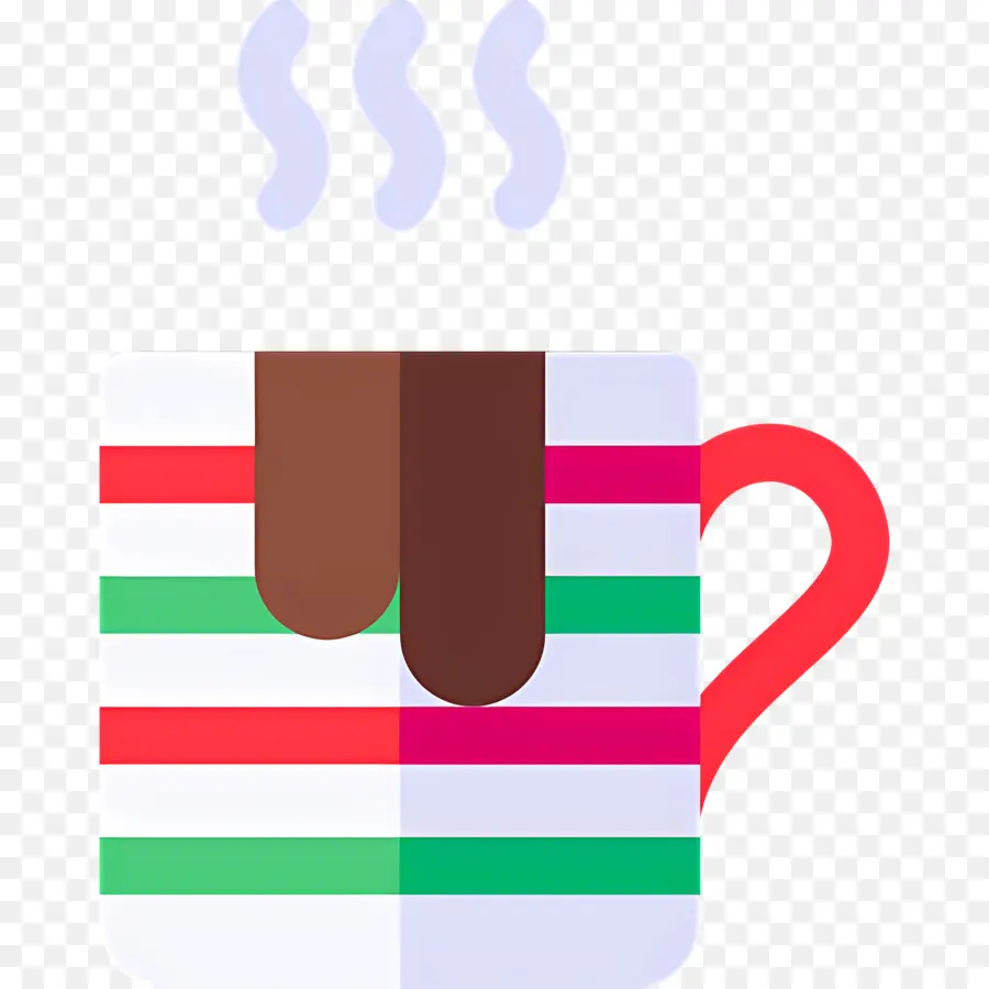 Chocolate Caliente Navideño，Taza Rayada Con Chocolate PNG