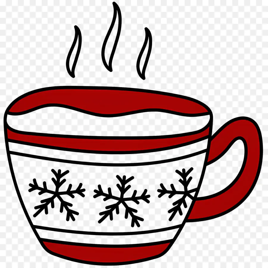 Chocolate Caliente Navideño，Taza Roja Con Copos De Nieve PNG