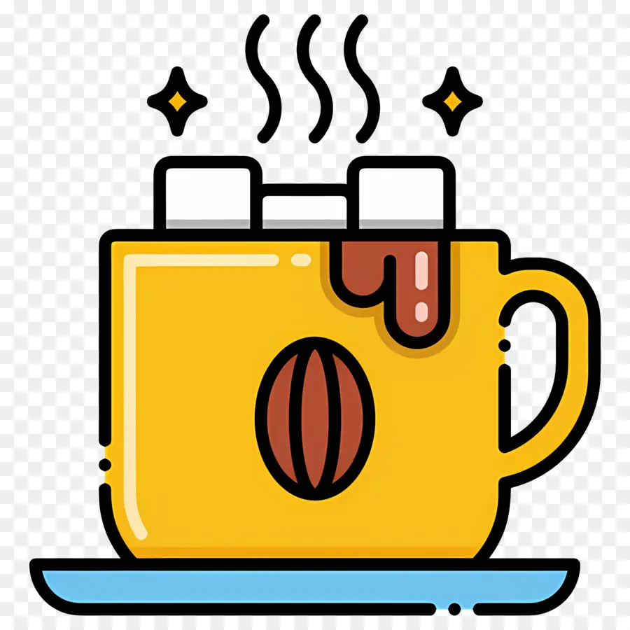 Chocolate Caliente Con Malvaviscos，Taza De Café Amarilla PNG