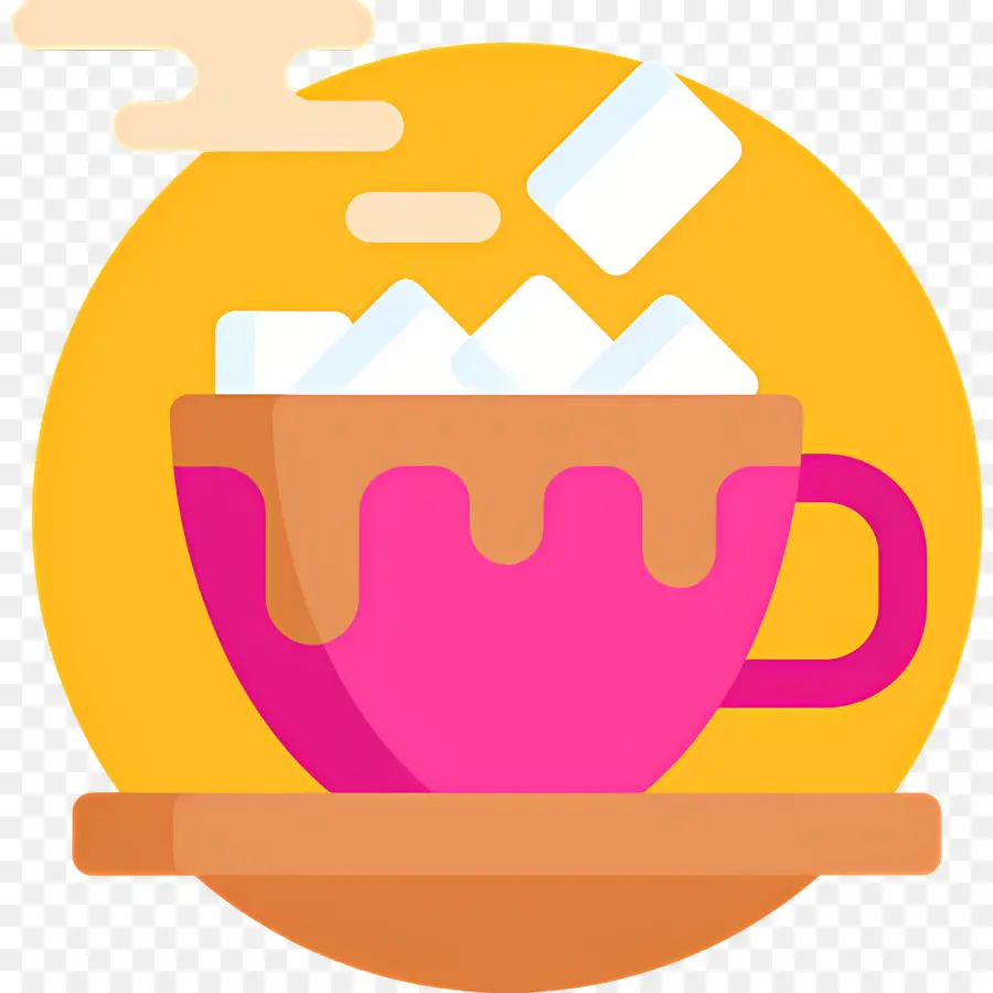 Chocolate Caliente Con Malvaviscos，Taza Rosa PNG