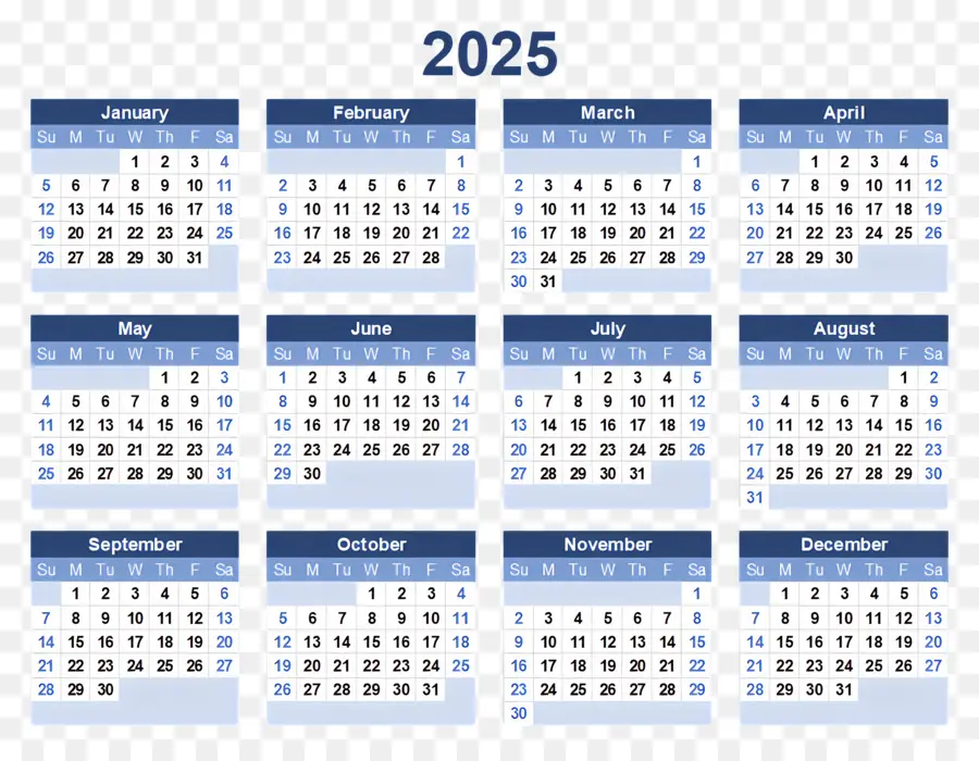 Calendario 2025，Calendario 2028 PNG