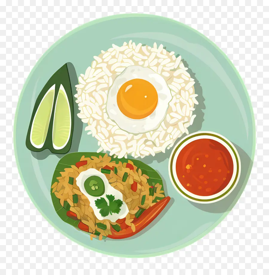 Nasi Goreng，Arroz Y Huevo Con Salsa PNG