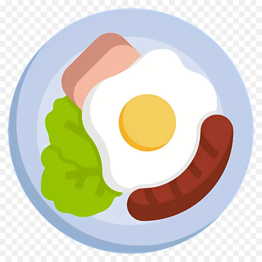 Tocino Y Huevos，Plato De Desayuno PNG