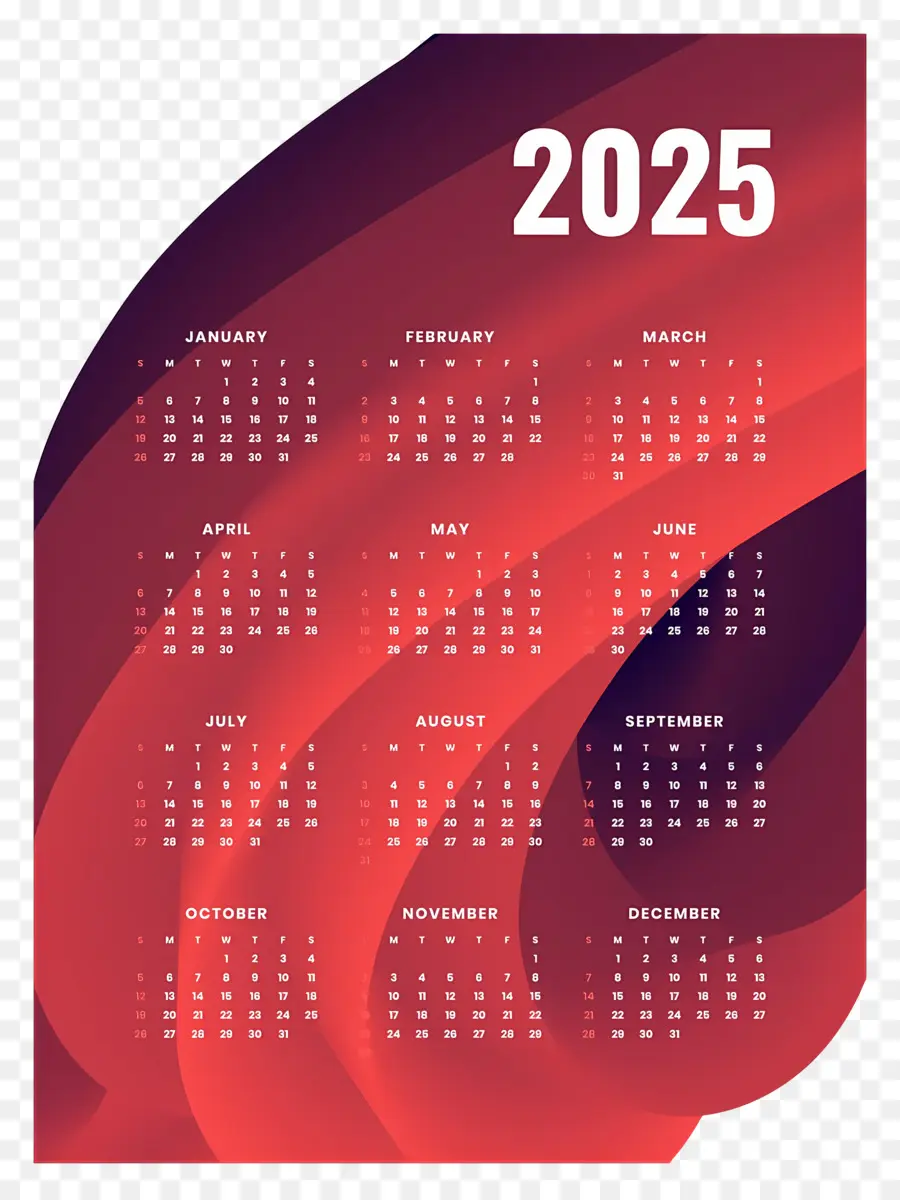 Calendario 2025，Año PNG