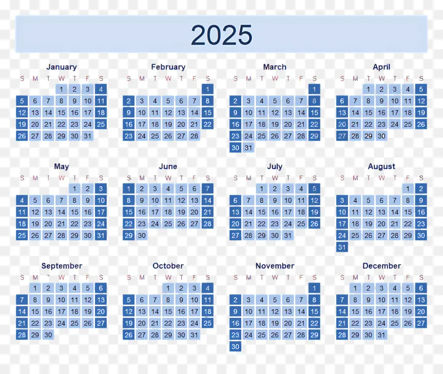 Calendario 2025，Año PNG