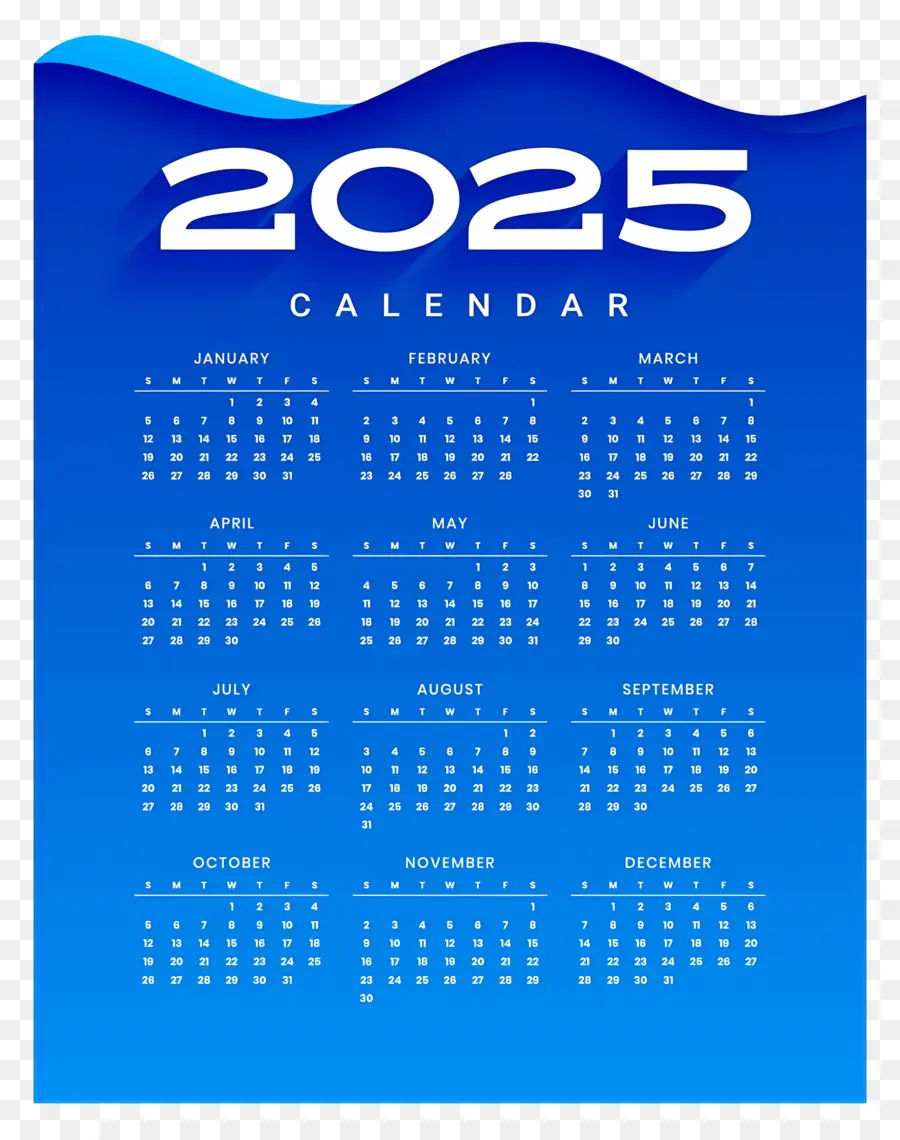 Calendario 2025，Año PNG