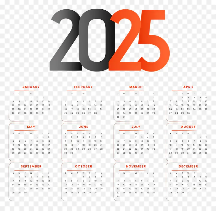 Calendario 2025，Año PNG